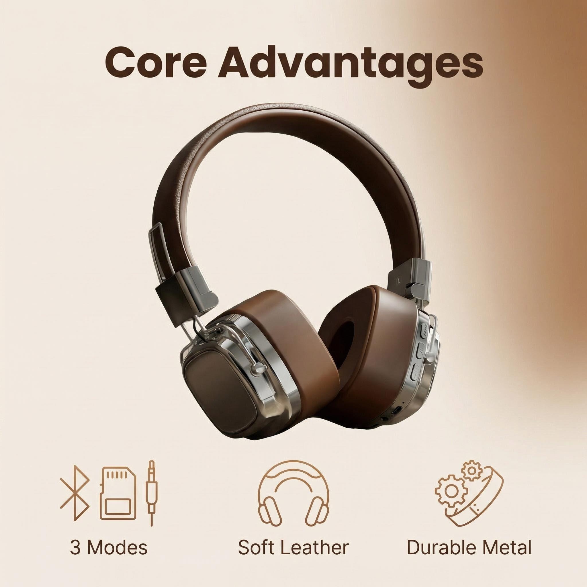 Retro Gaming Cables - Fones de Ouvido Retro de Couro