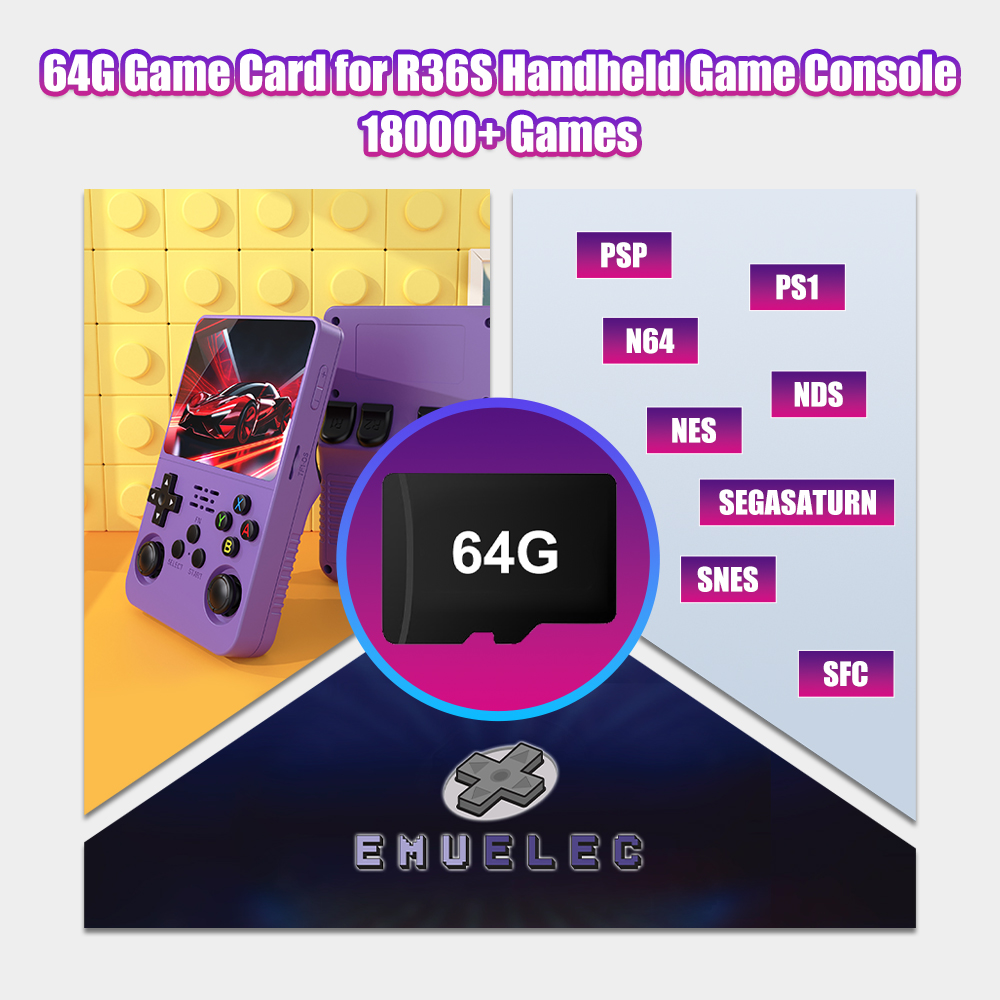 Retro Gaming Console Handheld - Cartão tf de jogo 64g para