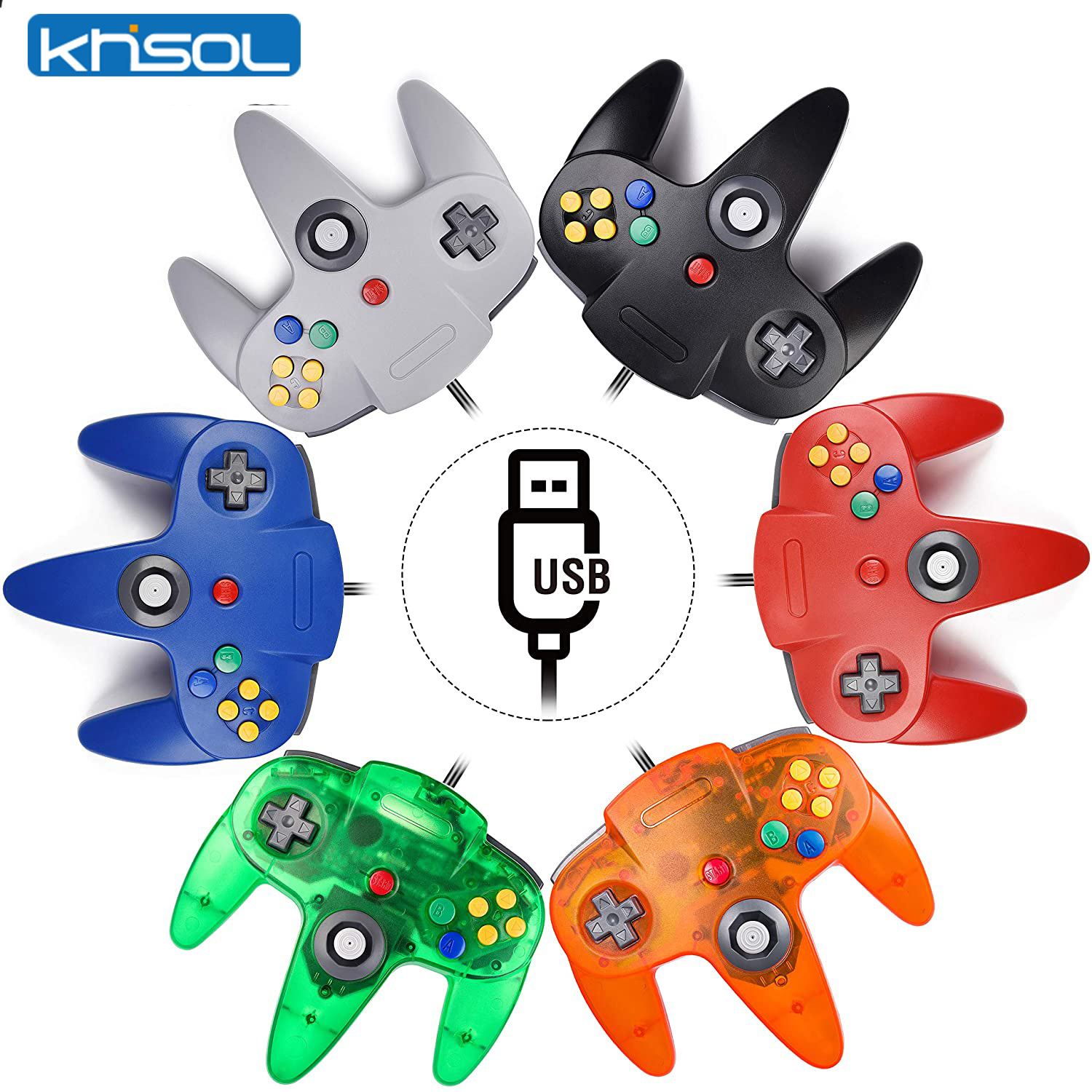 Retro Gaming Emulator Console - N64 controlador clássico usb com fio