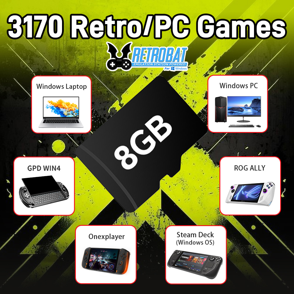Retro Gaming Emulator Console - Cartão tf de jogo de 8gb