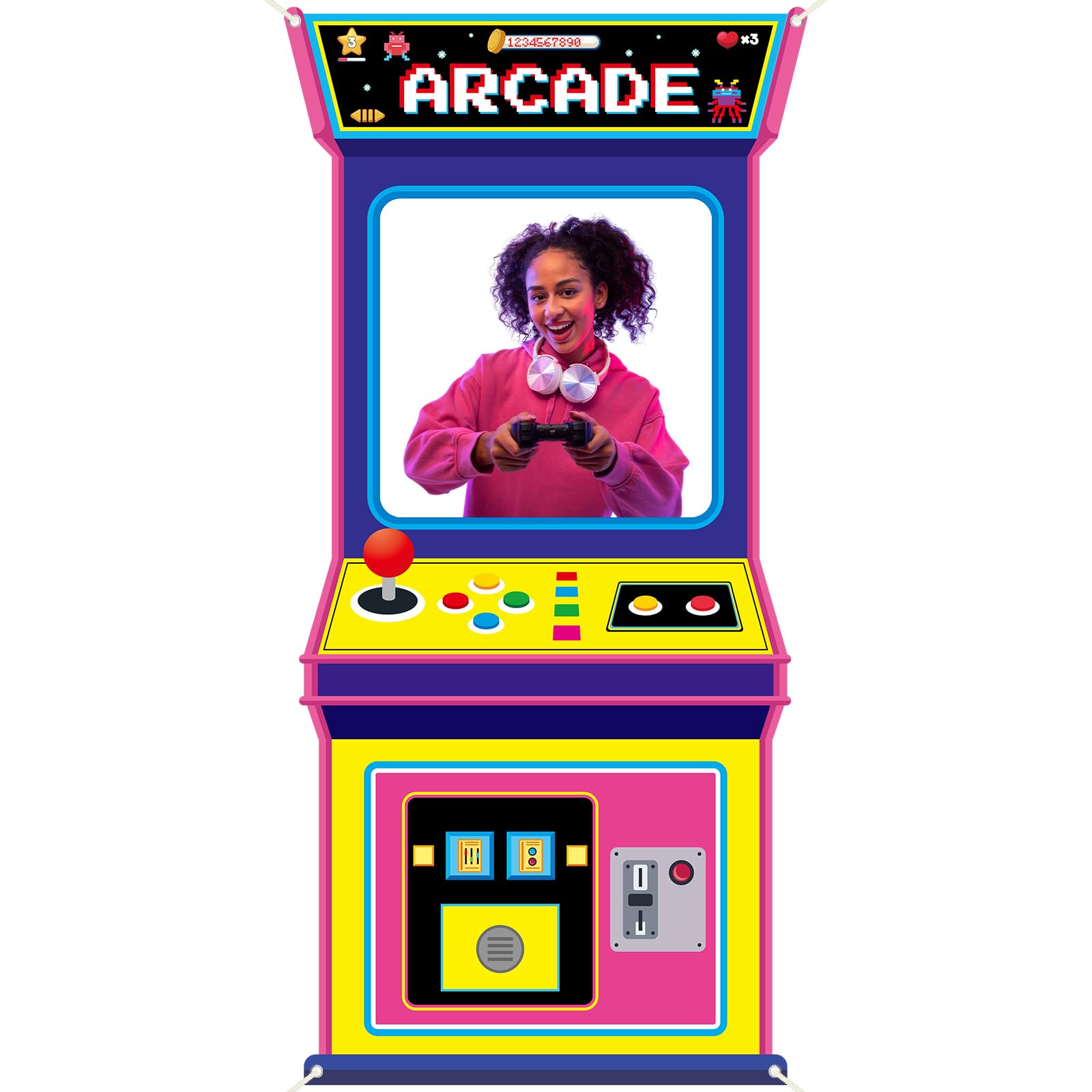 Fundo Fotográfico de Tecido co - Retro Gaming Videos avaliação e preço