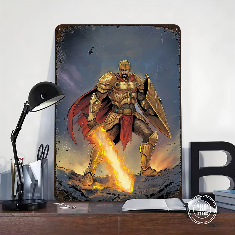 Pôster Cavaleiro Dourado com E - Retro Knight Gaming avaliação e preço